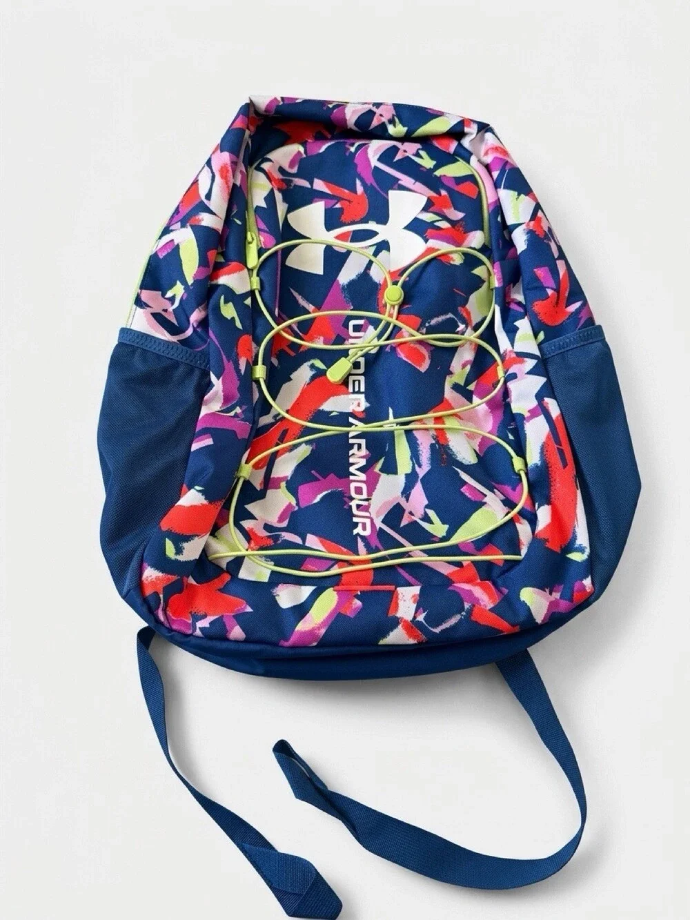 Under Armour Small Kids Backpack Blue Multicolor Abstract Zip, Pockets Straps